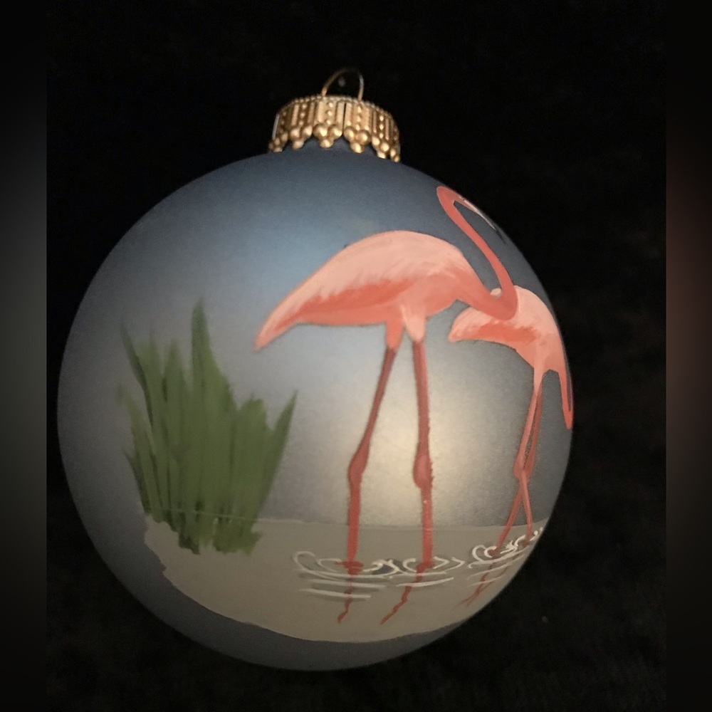 Marcia Poling hand painted flamingo ornament - Picture 2 of 4